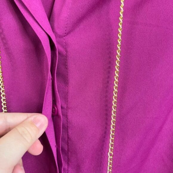 MK Michael Kors Michl Chain Tie Fuchsia Blouse - Picture 3 of 10